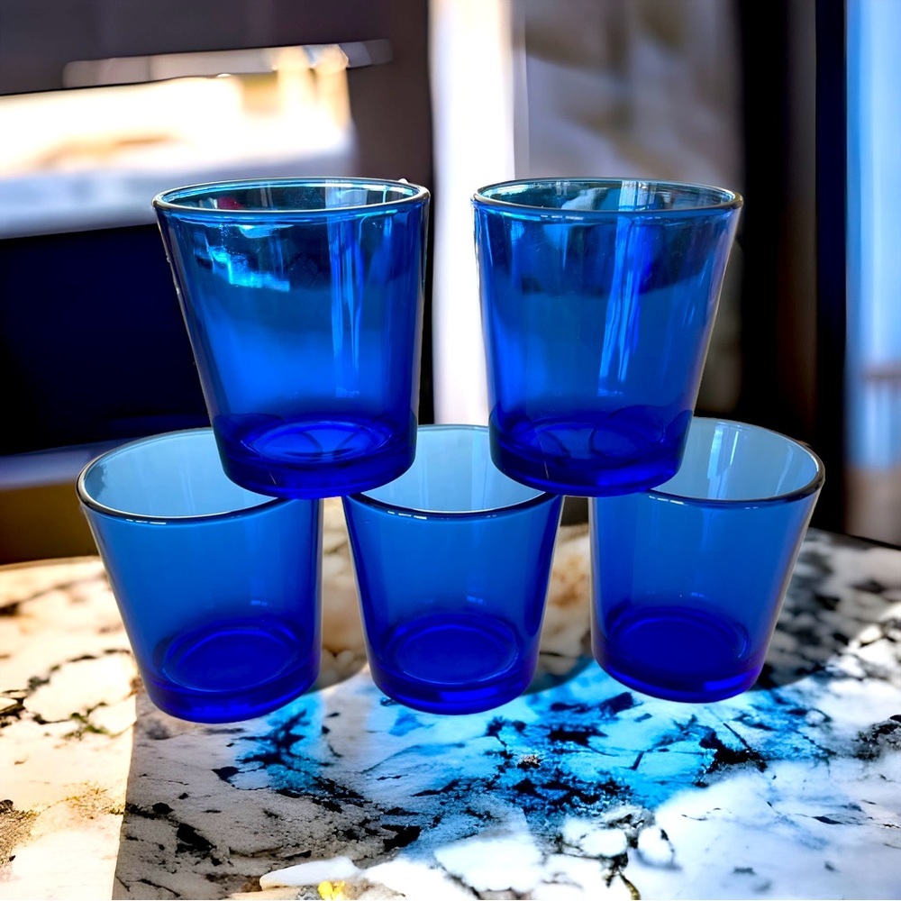 Libbey cornflower blue water glasses set of 5
